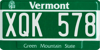 VT license plate XQK578
