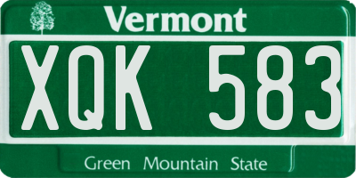 VT license plate XQK583