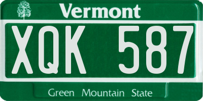 VT license plate XQK587