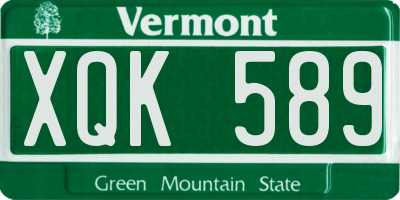 VT license plate XQK589