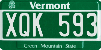 VT license plate XQK593