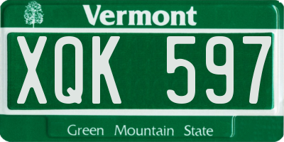 VT license plate XQK597