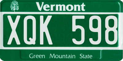 VT license plate XQK598