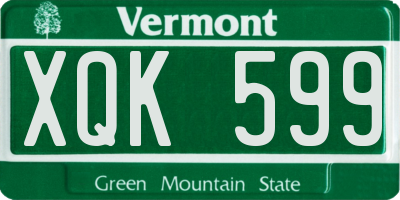 VT license plate XQK599