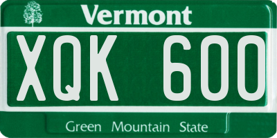 VT license plate XQK600