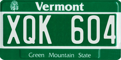 VT license plate XQK604