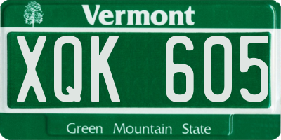 VT license plate XQK605