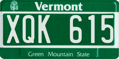 VT license plate XQK615