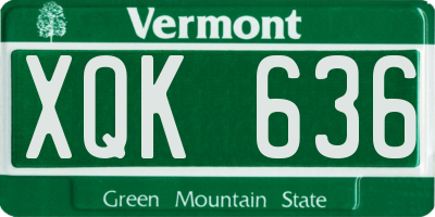 VT license plate XQK636