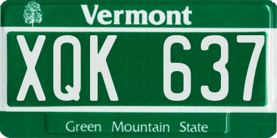 VT license plate XQK637