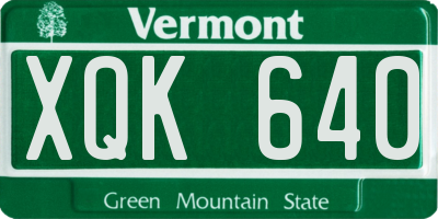 VT license plate XQK640