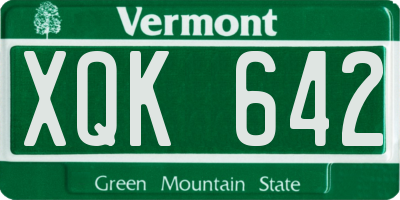VT license plate XQK642