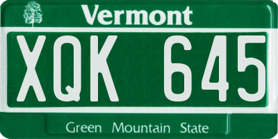VT license plate XQK645