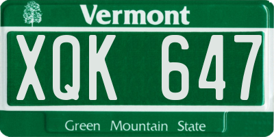 VT license plate XQK647