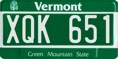 VT license plate XQK651