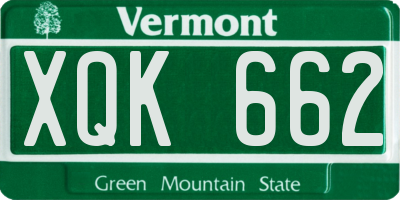 VT license plate XQK662