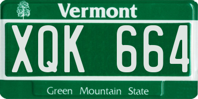 VT license plate XQK664
