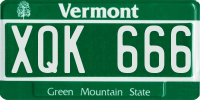 VT license plate XQK666