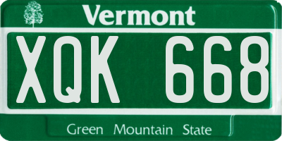 VT license plate XQK668