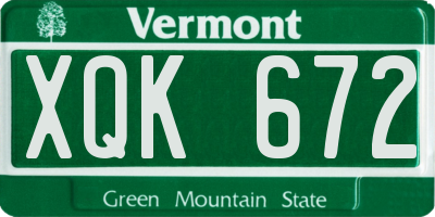 VT license plate XQK672