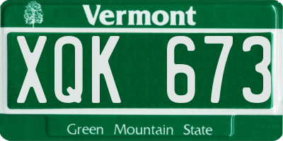 VT license plate XQK673
