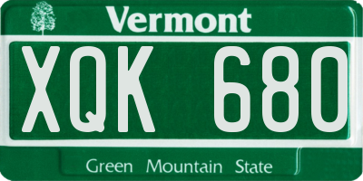 VT license plate XQK680