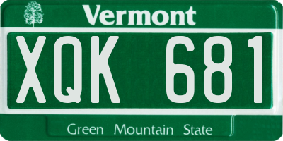 VT license plate XQK681