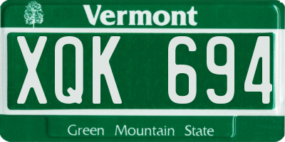 VT license plate XQK694