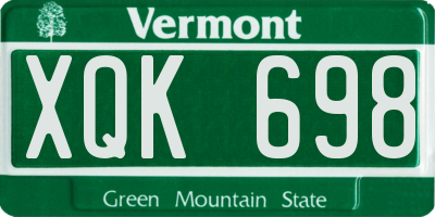 VT license plate XQK698