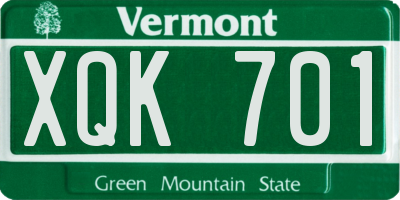 VT license plate XQK701