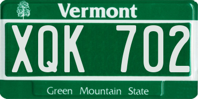 VT license plate XQK702