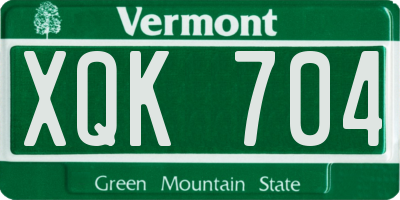 VT license plate XQK704