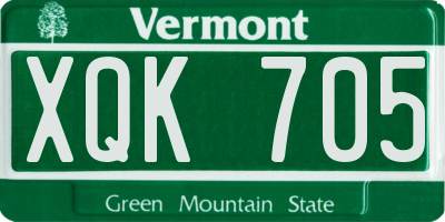 VT license plate XQK705