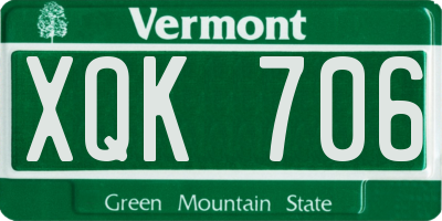 VT license plate XQK706