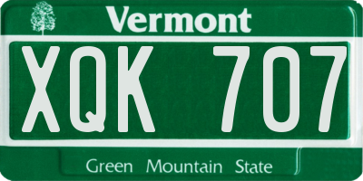 VT license plate XQK707