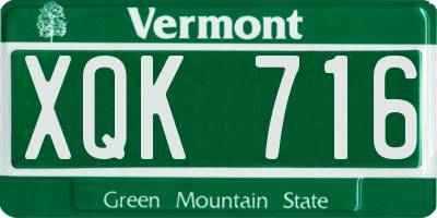 VT license plate XQK716