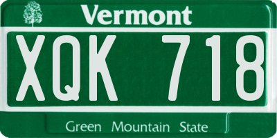VT license plate XQK718