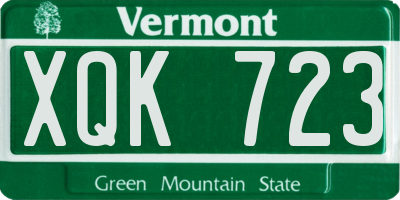 VT license plate XQK723