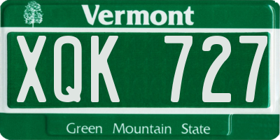 VT license plate XQK727