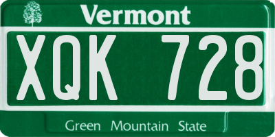 VT license plate XQK728