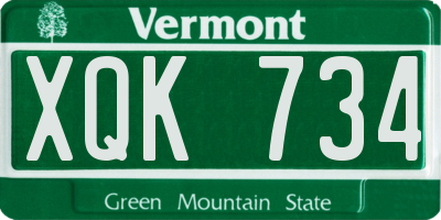 VT license plate XQK734
