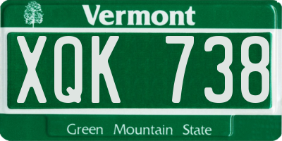 VT license plate XQK738