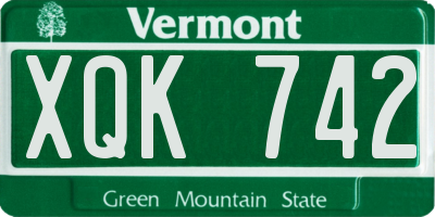 VT license plate XQK742