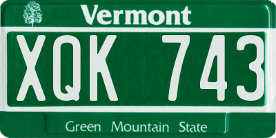 VT license plate XQK743