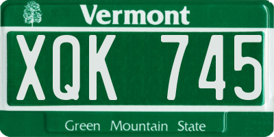 VT license plate XQK745