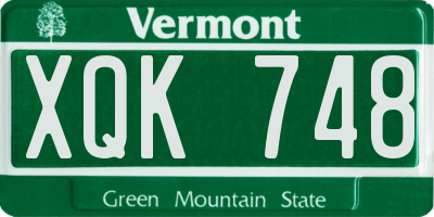 VT license plate XQK748