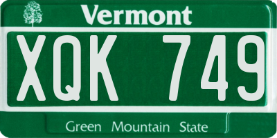 VT license plate XQK749