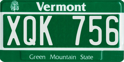 VT license plate XQK756