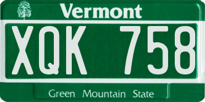 VT license plate XQK758