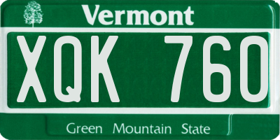 VT license plate XQK760